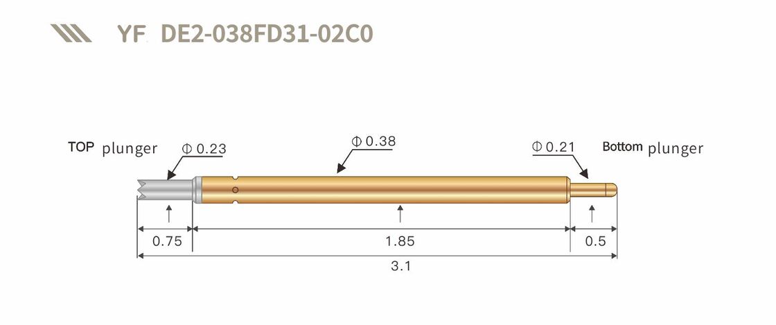 Επιχρυσωμένη Δοκιμαστική Ανιχνευτική Ελατηρίου Υψηλής Αντοχής | Pogo Pin Προσαρμοσμένων Διαστάσεων για Ηλεκτρονικές Δοκιμές
