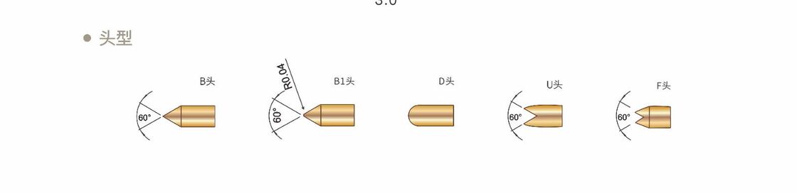 Χρυσό επιχρυσωμένο ανιχνευτή δοκιμής ελαστικών με ρεύμα 2A και προσαρμοσμένα μεγέθη για δοκιμές ακρίβειας